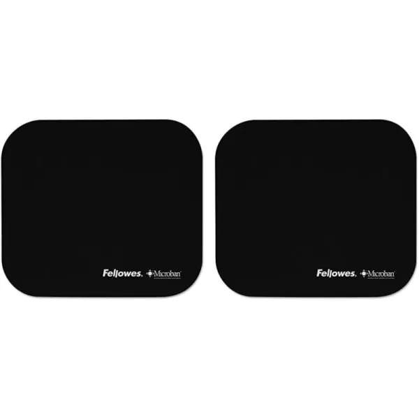 Fellowes 5933901 Mouse Pad wMicroban Nonskid Base 9 x 8 Black FEL5933901 8quot x 9quot x 01quot8 x 9 x 01 Pack of 2