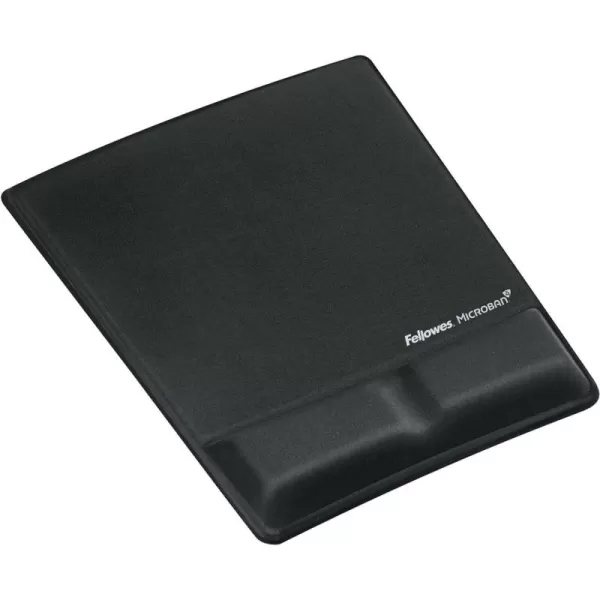 Fellowes Mouse PadWrist Support with Mircoban Protection Black 9181201Black