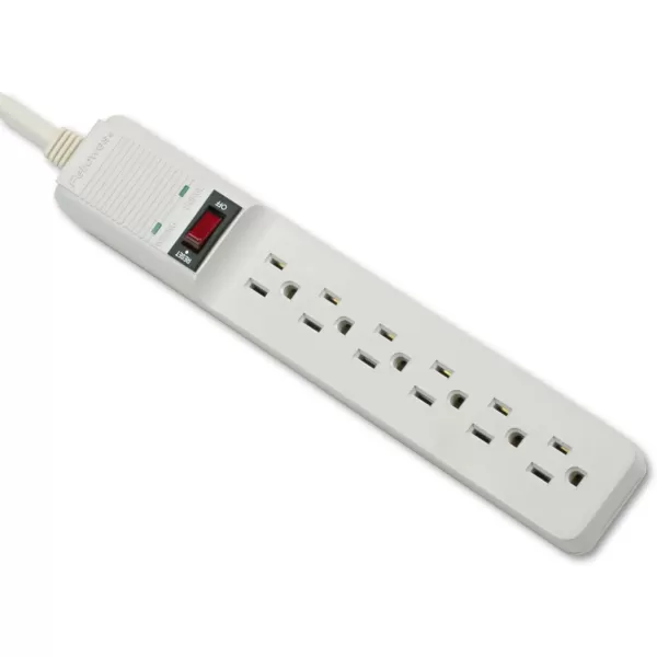 Fellowes 6Outlet OfficeHome Surge Protector 15 Foot Cord 450 Joules 99036 Platinum 15quot x 108quot x 18quot