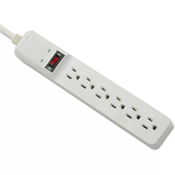 Fellowes 6Outlet OfficeHome Surge Protector 15 Foot Cord 450 Joules 99036 Platinum 15quot x 108quot x 18quot