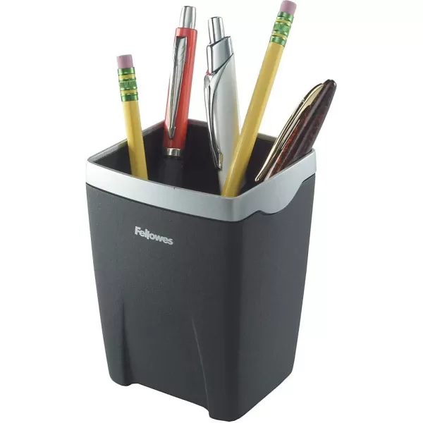 Fellowes Office Suites Pencil Cup BlackSilver 8032301