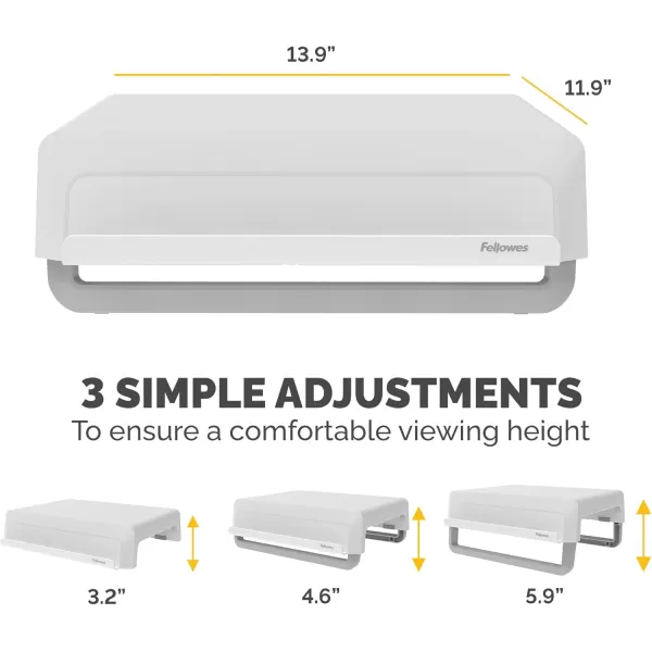 Fellowes Breyta Ergonomic Height Adjustable Stand for MonitorLaptop WhiteWhite