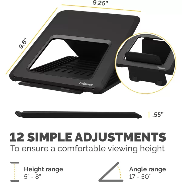 Fellowes Breyta Laptop Stand for The Home and Office 12 Height Adjustments 14quot Monitor Size BlackBLACK