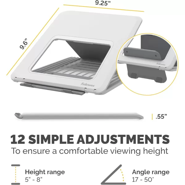 Fellowes Breyta Laptop Stand for The Home and Office 12 Height Adjustments 14quot Monitor Size BlackWHITE