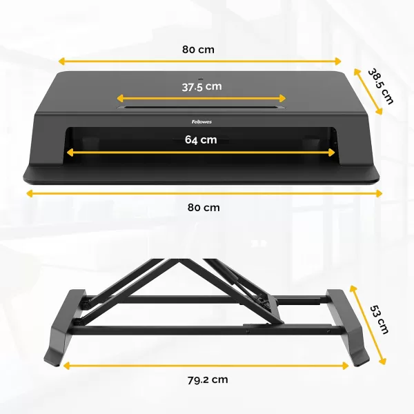 Fellowes Corsivo Height Adjustable Standing Desk Sit to Stand Gas Spring Riser Converter Tabletop Workstation Desk Riser 8091001Lotus LT