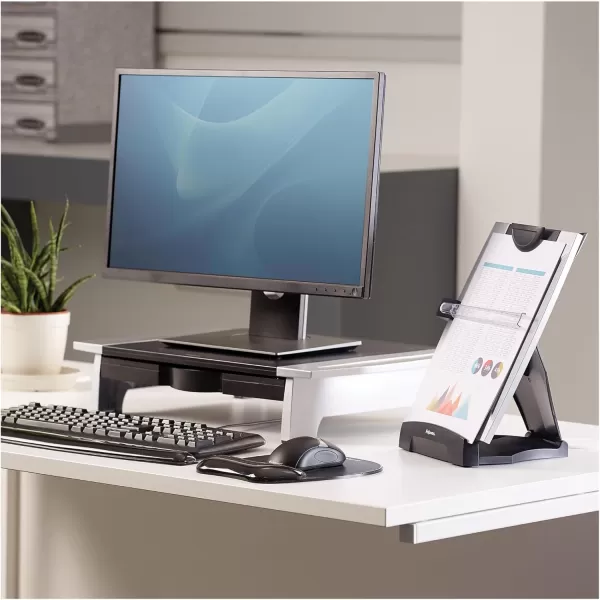 Fellowes Office Suites Desktop Copyholder with Memo Board BlackSilver 8033201 15quot x 103quot x 6quot