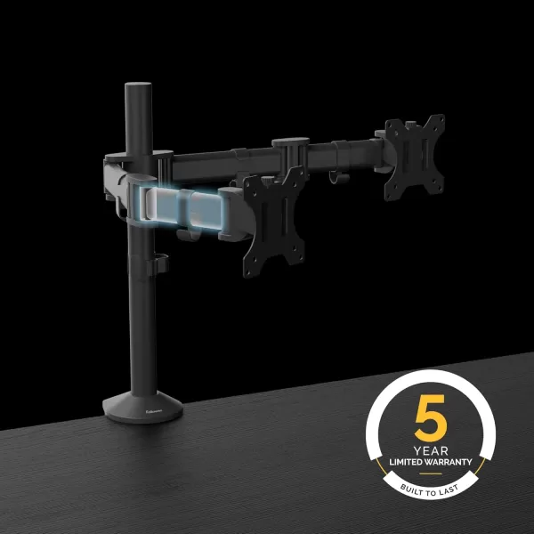 Fellowes Reflex Series Adjustable Monitor Arm for Desk Supports 32Inch Monitors Ergonomic Single Monitor Stand with VESA Mount Easy Setup with Grommet or Clamp 8502501BlackDual