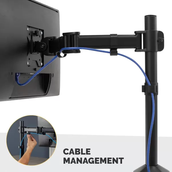 Fellowes Reflex Series Adjustable Monitor Arm for Desk Supports 32Inch Monitors Ergonomic Single Monitor Stand with VESA Mount Easy Setup with Grommet or Clamp 8502501BlackSingle