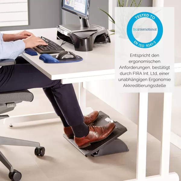 Fellowes Office Suites Adjustable Footrest with Microban Protection BlackSilver 8035001Compact