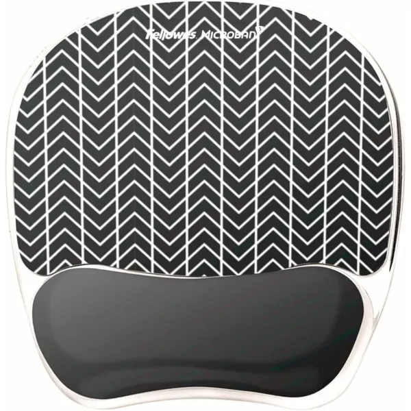 Fellowes Photo Gel Mouse Pad and Wrist Rest with Microban Protection Black Chevron 9549901