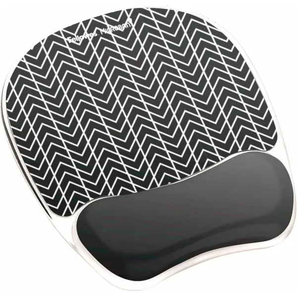 Fellowes Photo Gel Mouse Pad and Wrist Rest with Microban Protection Black Chevron 9549901