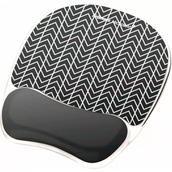 Fellowes Photo Gel Mouse Pad and Wrist Rest with Microban Protection Black Chevron 9549901