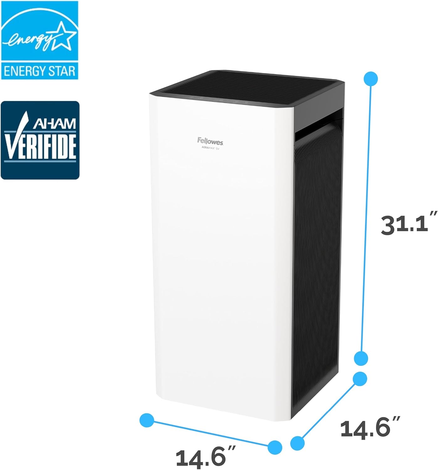 Fellowes AeraMax SV 4Speed Large Room Air Purifier with True HEPA Air Filter and 3Stage Allergen and Odor Purification 4500 S Ft Coverage 2 YEAR FILTER LIFE  9794501