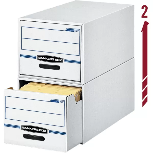 Bankers Box 6 Pack STORDrawer Steel Plus Basic Space Saving Filing Cabinet Stacks 2 High Legal WhiteBlue