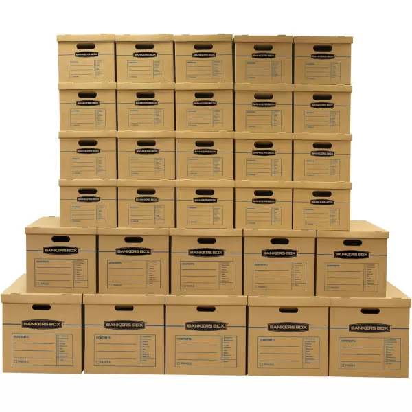 Bankers Box Classic Moving Box 12 Pack Kit Reinforced Handles TapeFree Assembly Box with Lid 8 Small and 4 Medium Boxes 7716401Assorted Kit