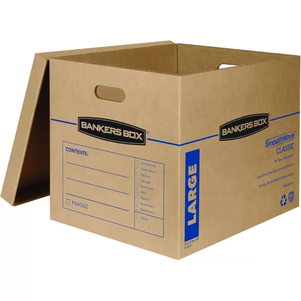 Bankers Box Large Classic Moving Box 5 Pack Reinforced Handles TapeFree Assembly Box with Lid 21in x 17in x 17in 8818201