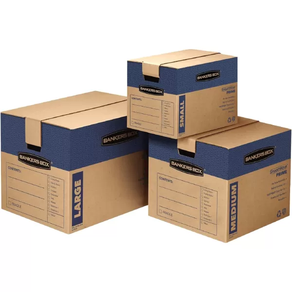 Bankers Box Large Prime Moving Box 6 Pack Reinforced Handles TapeFree Assembly Attached Lid 18in x 18in x 24in 0062904Large