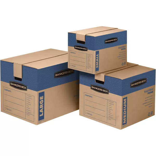 Bankers Box Large Prime Moving Box 6 Pack Reinforced Handles TapeFree Assembly Attached Lid 18in x 18in x 24in 0062904Medium