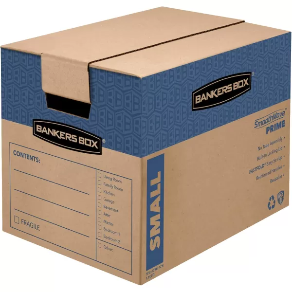 Bankers Box Large Prime Moving Box 6 Pack Reinforced Handles TapeFree Assembly Attached Lid 18in x 18in x 24in 0062904Small