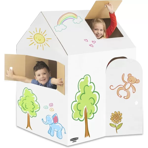 Bankers Box at Play Color in Blank Playhouse Cardboard Playhouse and Life Size Craft Activity for Kids and Families