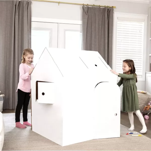 Bankers Box at Play Color in Blank Playhouse Cardboard Playhouse and Life Size Craft Activity for Kids and Families