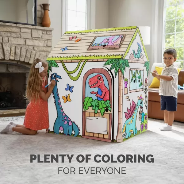 Bankers Box at Play Color in Dinosaur Playhouse Cardboard Playhouse and Life Size Craft Activity for Kids and Families