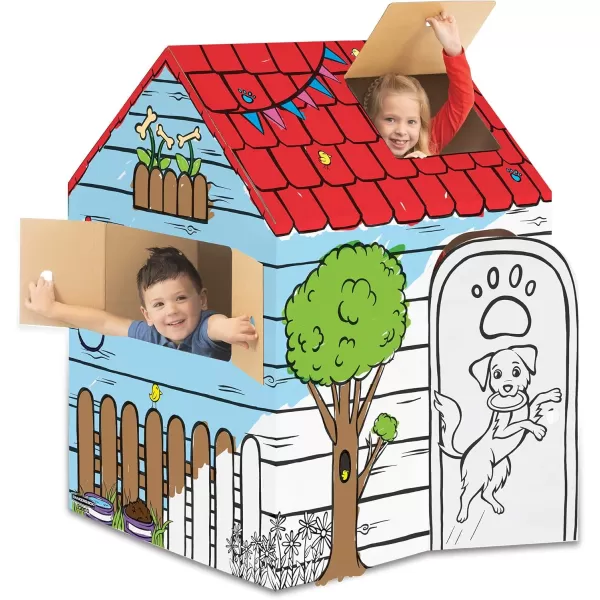 Bankers Box at Play Color in Dog Playhouse Cardboard Playhouse for and Life Size Craft Activity for Kids and Families