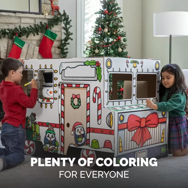 Bankers Box at Play Color in Holiday Truck Cardboard Playhouse and Life Size Craft Activity for Kids and Families