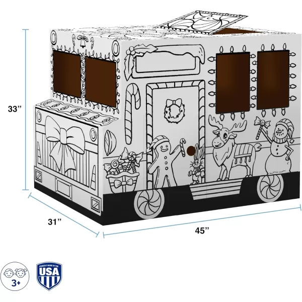 Bankers Box at Play Color in Holiday Truck Cardboard Playhouse and Life Size Craft Activity for Kids and Families