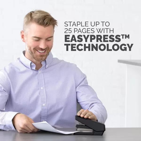 Fellowes LX850 EasyPress Office Stapler Full Strip Effortless OneTouch Stapler for Classroom Home and Office Holds Full Strip of Staples 25 Sheet Capacity WhiteBlack