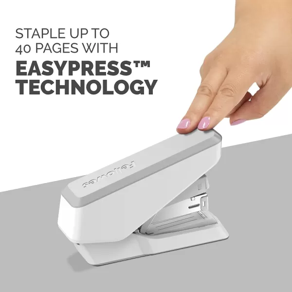 Fellowes LX850 EasyPress Office Stapler Full Strip Effortless OneTouch Stapler for Classroom Home and Office Holds Full Strip of Staples 25 Sheet Capacity WhiteWhite