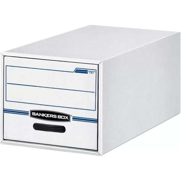 Bankers Box 6 Pack STORDrawer Steel Plus Basic Space Saving Filing Cabinet Stacks 2 High Legal WhiteBlue