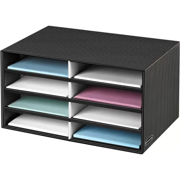 Bankers Box Decorative Eight Compartment Literature Sorter Letter BlackGray Pinstripe 6170301120 H x 1625 L x 2337 W