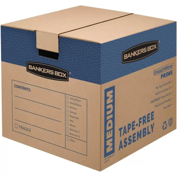 Bankers Box Large Prime Moving Box 6 Pack Reinforced Handles TapeFree Assembly Attached Lid 18in x 18in x 24in 0062904Medium