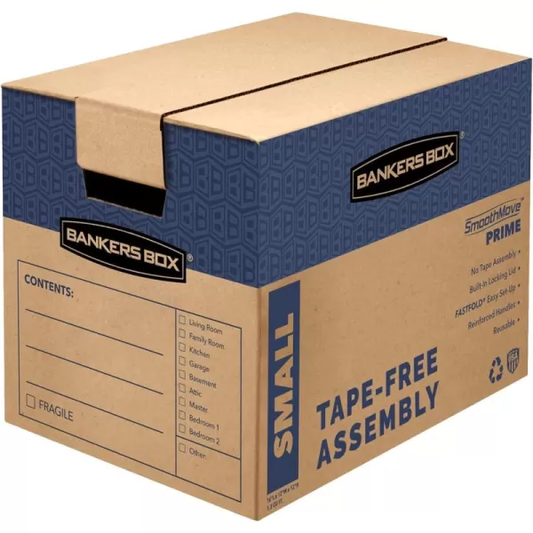 Bankers Box Large Prime Moving Box 6 Pack Reinforced Handles TapeFree Assembly Attached Lid 18in x 18in x 24in 0062904Small