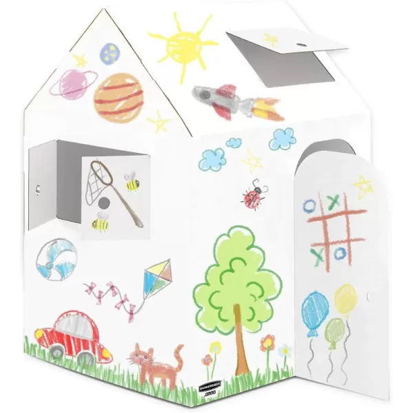 Bankers Box at Play Color in Blank Playhouse Cardboard Playhouse and Life Size Craft Activity for Kids and Families