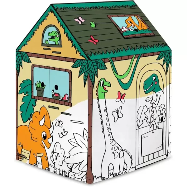 Bankers Box at Play Color in Dinosaur Playhouse Cardboard Playhouse and Life Size Craft Activity for Kids and Families