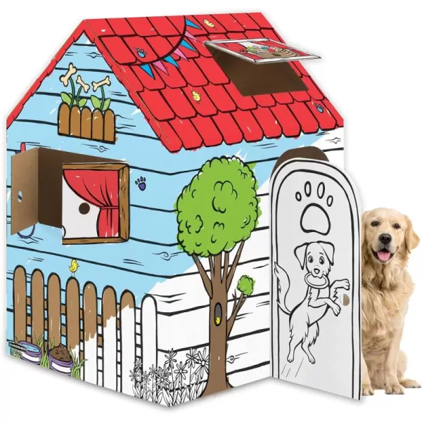 Bankers Box at Play Color in Dog Playhouse Cardboard Playhouse for and Life Size Craft Activity for Kids and Families