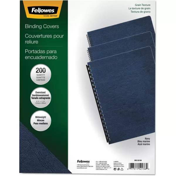 Fellowes 52136 Presentation Covers  Oversize Letter Navy 200 pack