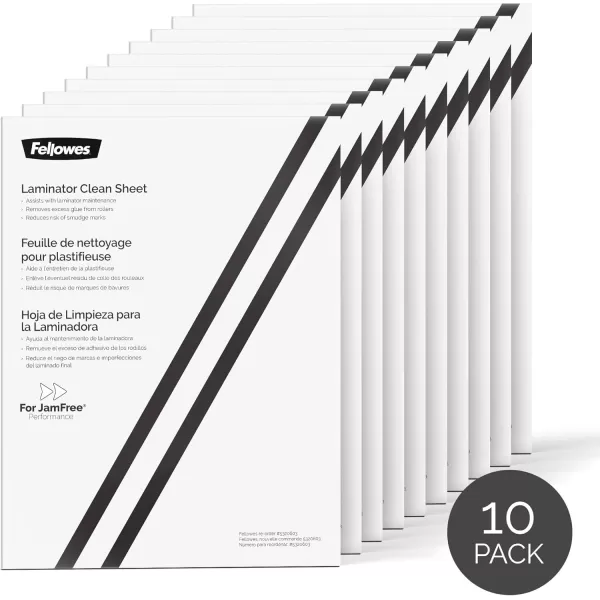 Fellowes Laminator Cleaning Sheets 10 Pack 85 x 11 in