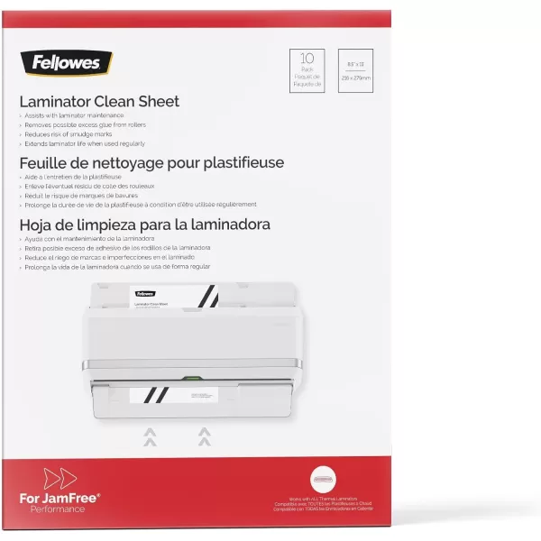 Fellowes Laminator Cleaning Sheets 10 Pack 85 x 11 in