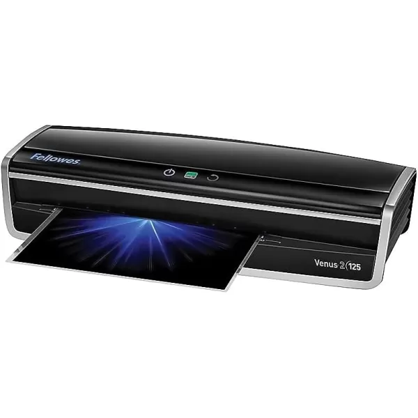 Fellowes Laminator Venus 2 125 Rapid 3060 Second Warmup Laminating Machine with Laminating Pouches Kit 5734801 Black Silver 51quot x 213quot x 82quotFastest