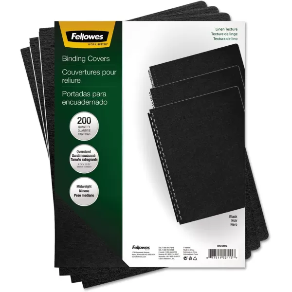 Fellowes Linen Presentation Covers 1114 Inch x 834 Inch Navy 200 per Pack 52113Black