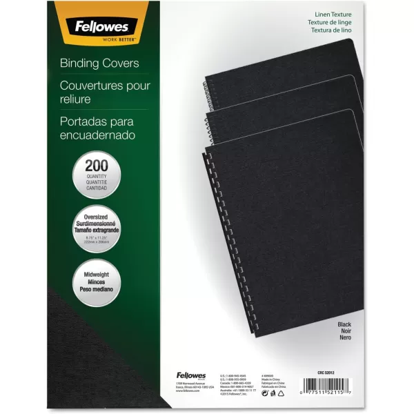 Fellowes Linen Presentation Covers 1114 Inch x 834 Inch Navy 200 per Pack 52113Black