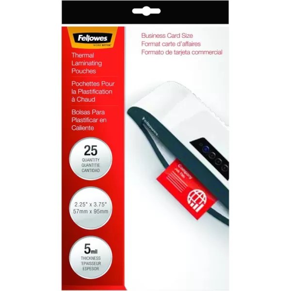 Fellowes 5mm Business Laminating Pouches 25 Pack 5200125 pack