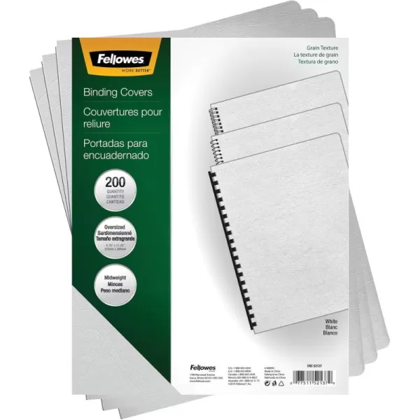 Fellowes Classic Presentation Cover 1114 Inch x 834 Inch 200 Per Pack White 52137