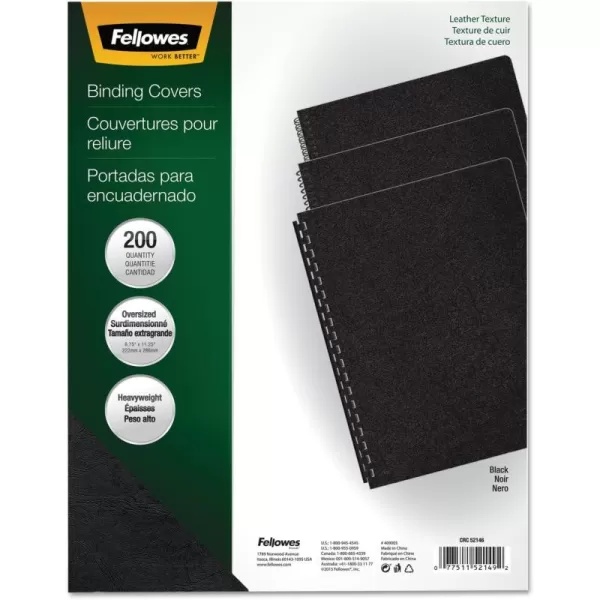 Fellowes Executive Presentation Covers Black 8 34 Inch X 11 14 Inch 200 Per Pack Black 52149