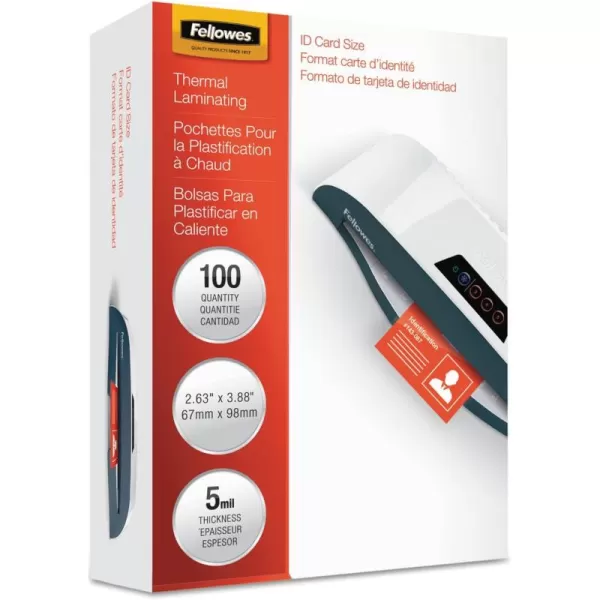 Fellowes Hot Laminating Pouches ID Tag Not Punched 5 mil 100 Pack 520155mil100pk