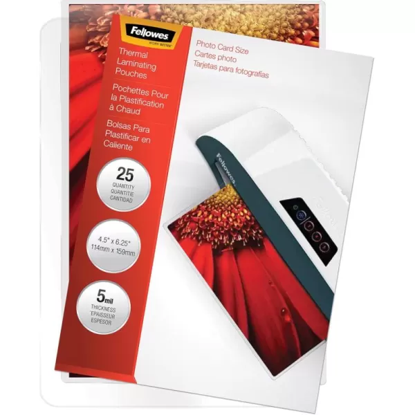 Fellowes Laminating Photo Pouches 4 x 6 Inches 3 mil 25 Pack 352520125 Pack