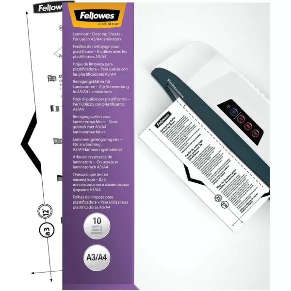 Fellowes Laminator Cleaning Sheets 10 Pack 85 x 11 in